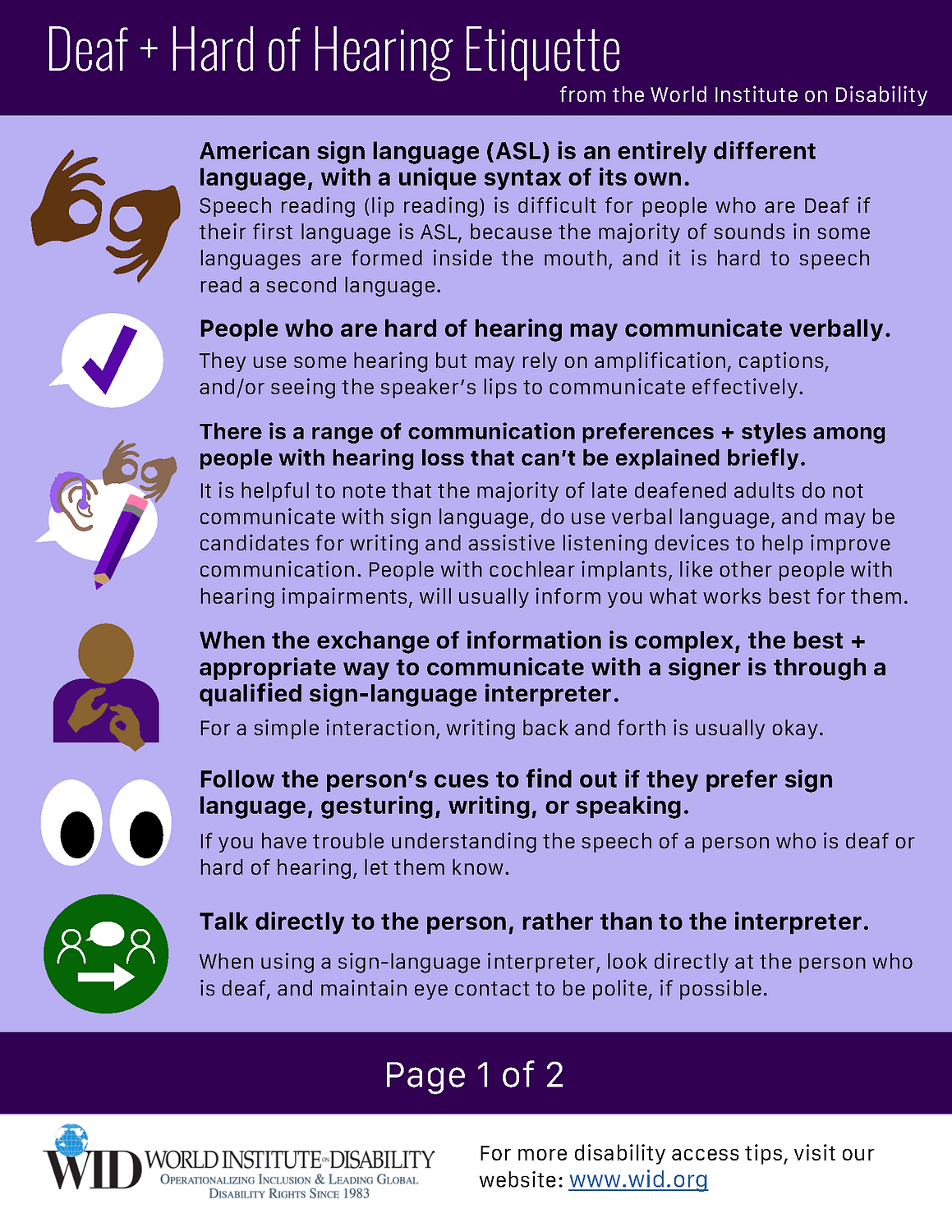Deaf and hard of hearing etiquette one pager thumbnail