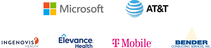Additional sponsors graphic_transparent_08.29.23 Medium sized logos: Microsoft and AT&T. Smaller logos: Ingenovis Health, Elevance Health, T Mobile, and Bender Consulting Services Inc.