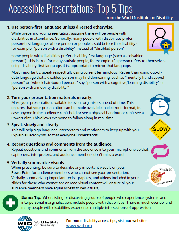 Conference Accessibility Resources - World Institute on Disability