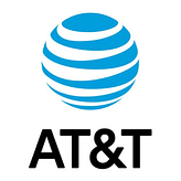 AT&T logo. Blue abstract globe.