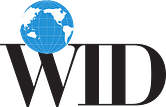 World Institute on Disability logo. Blue globe on top of "WID" in black text.