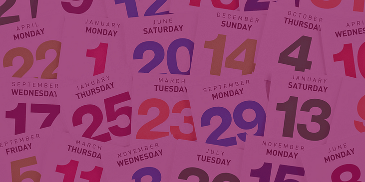 calendar dates of various months