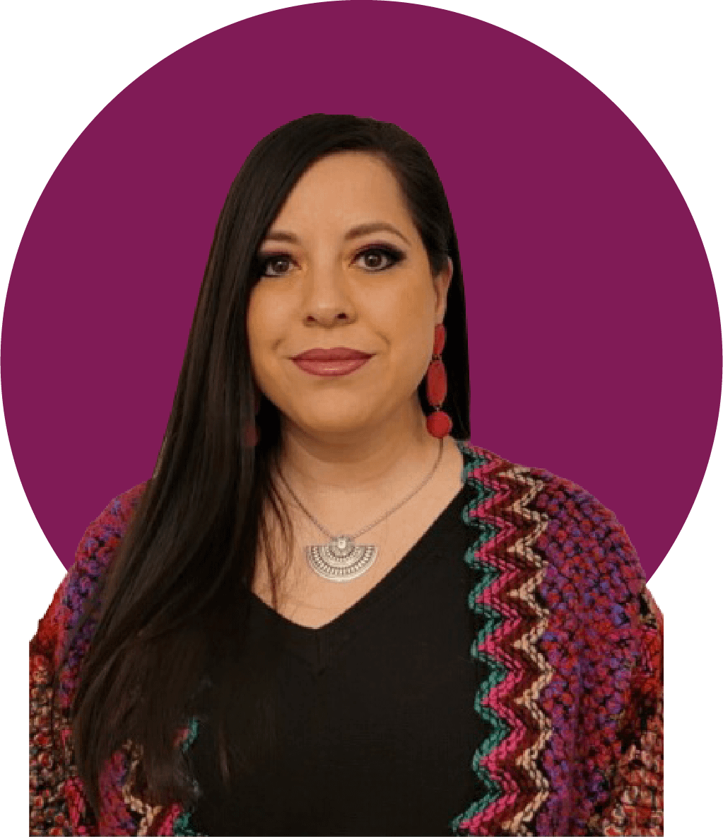 Headshot of Christina Alfaro, a woman with light skin and long dark hair.