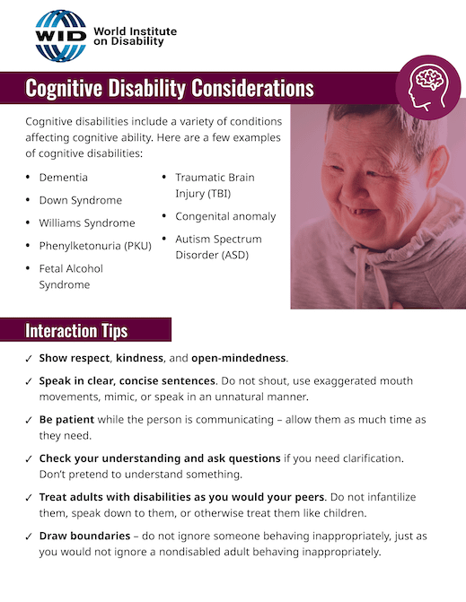 Cognitive Disability Considerations