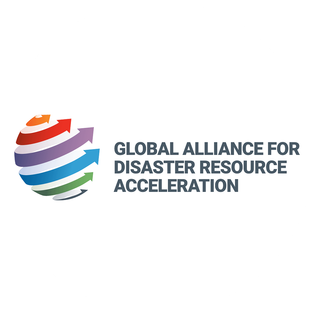 GADRA logo, 6 arrows making up a rainbow wrapping around a globe.