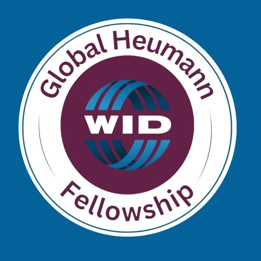 Global Heumann Fellowship logo with decorative blue background