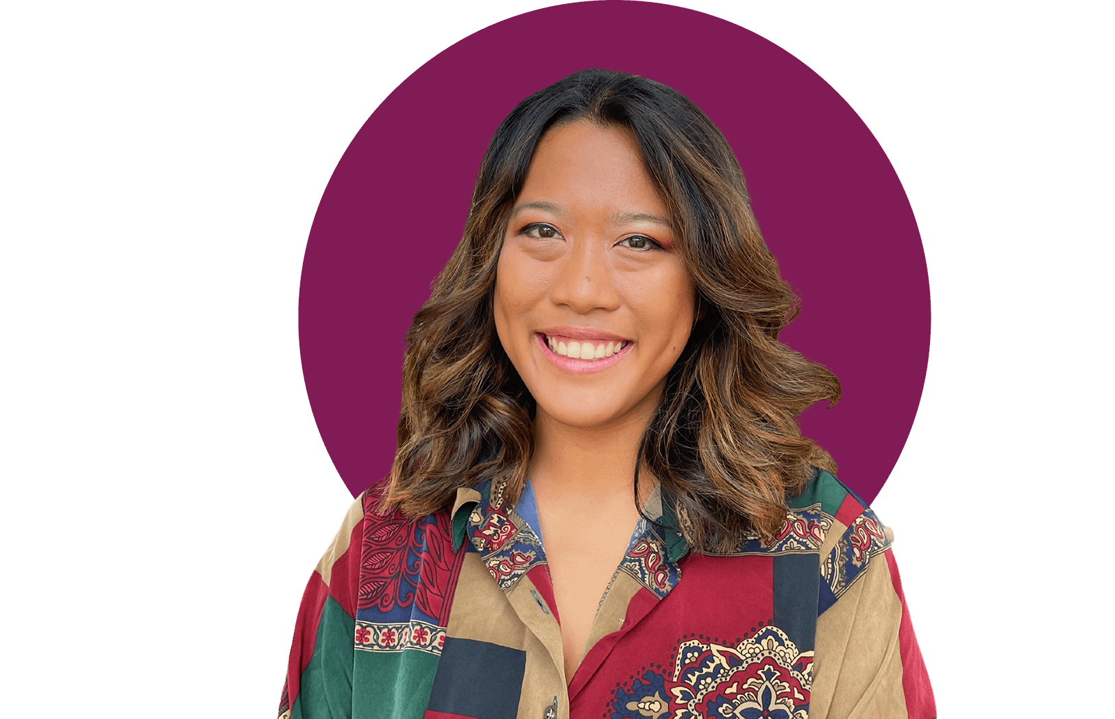 allyssa-headshot Alyssa Rapadas, an Asian woman with brown hair and a patterned colorful blouse.
