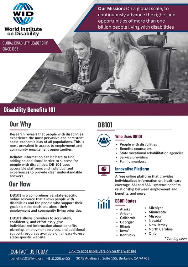 Disability Benefits 101 one-pager thumbnail.
