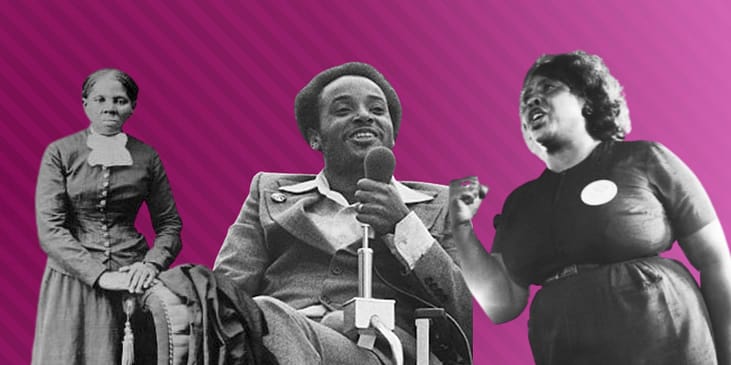 From left to right: Harriet Tubman, Brad Lomax and Fannie Lou Hamer.