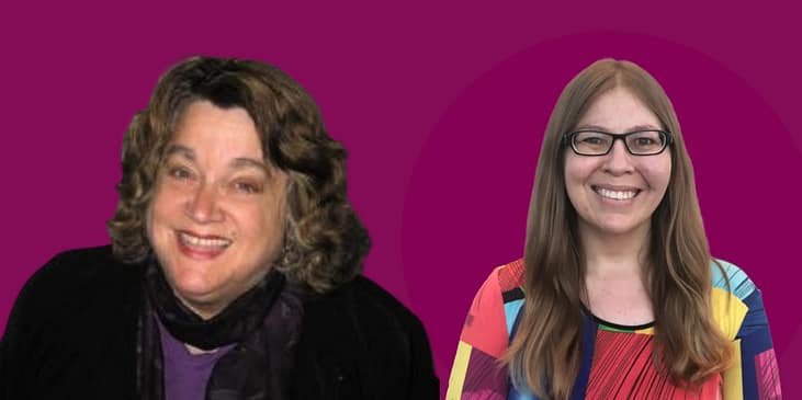 Headshot photos of Deborah Kaplan and Kat Zigmont smiling