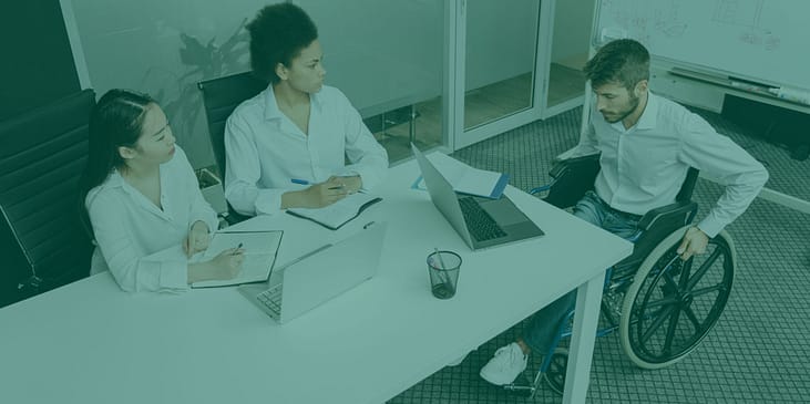 Background banner of people around conference table